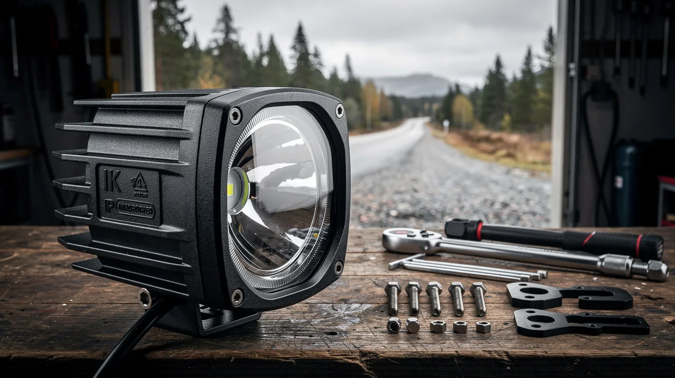 Robust LED extraljus med IK08–IK10 klassning och tålig aluminiumkapsling – skydd mot stenskott och vibrationer på svenska vägar och lastbilar
