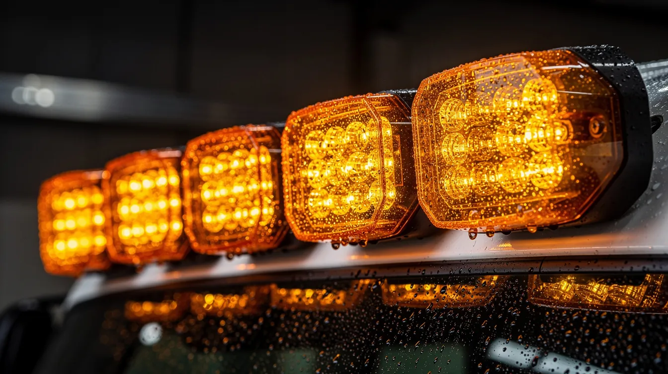 IP67-klassade LED varningsljus för lastbilar och tunga fordon – vattentäta varningsljus med ECE-R65 godkännande för tillförlitlig funktion i svenska väderförhållanden