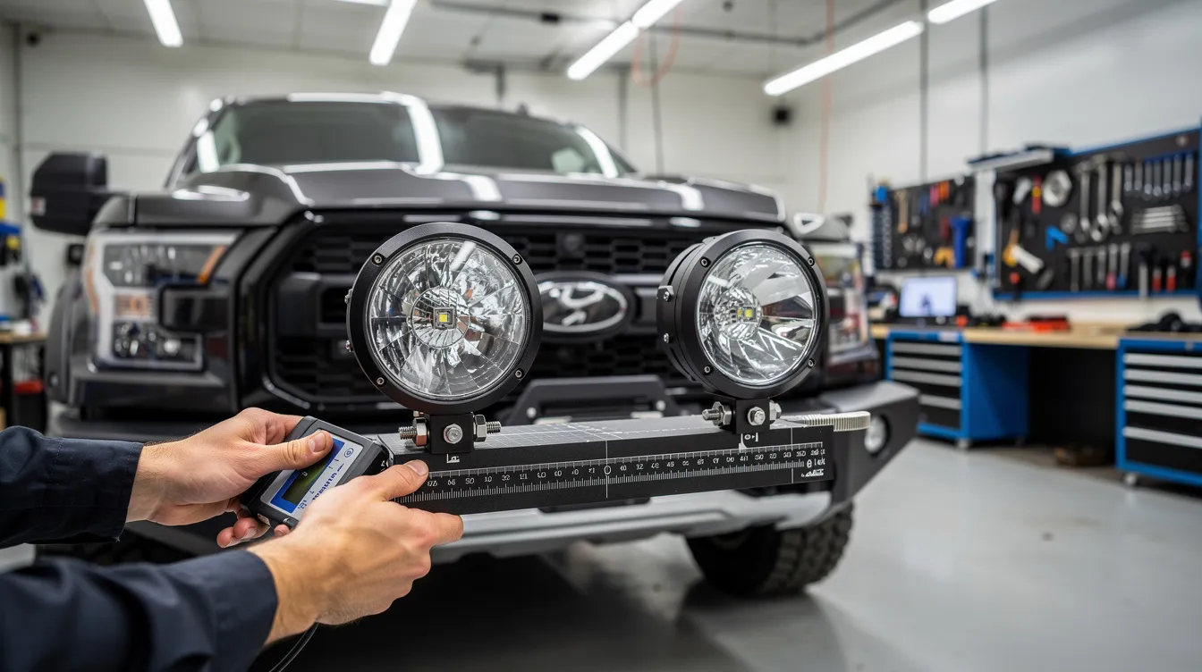 Teknisk justering och kalibrering av LED extraljus på pickup – korrekt monteringshöjd och inriktning enligt svenska trafikregler