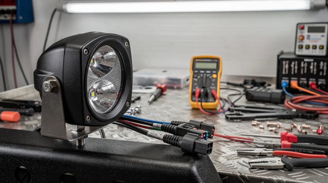 Inspektion av LED-extraljus kablar och kontakter på lastbil – identifiering av fuktintrång och korrosion i IP-klassade ljushus för tunga fordon