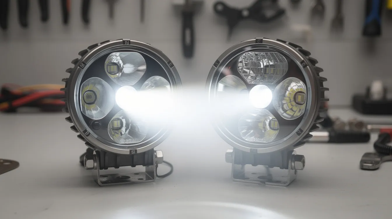 Jämförelse av LED extraljus med smal fjärrstrålkastare och bred spridningsstråle – lumen-output och strålvinkel förklarad