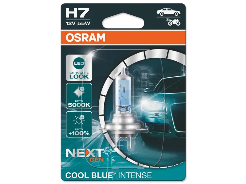 OSRAM Cool Blue Intense Next Gen H7 Halogenlampa 12V 1500lm 5000K - Ledextraljus.eu