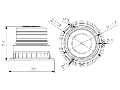 LED Varningsljus Blixtfyr Amber 10-110V med 3-Bultar Fäste - Bild 2