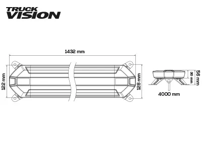 TruckVision LED Beacon Panel 1432mm Bärljuspanel 12-24V 144 LEDs Amber - Bild 3