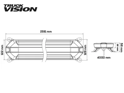 TRUCKVISION LED Beacon Panel Varningsljus 1591mm 12-24V Bärnstensgult - Bild 3