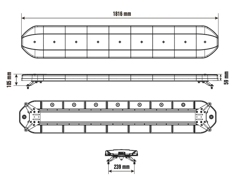 OPTIBEAM Dark Phantom 1800 LED Varningspanel 132 LED 10-30V - Bild 2