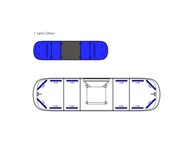 AXIXTECH LED-Lightbar 1210mm 12V med Integrerad Siren 120dB - Blå Varningsljusramp - Bild 3