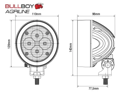 Bullboy Agriline LED Arbetsbelysning 60W 3500lm 9-32V för John Deere Traktorer - Bild 4