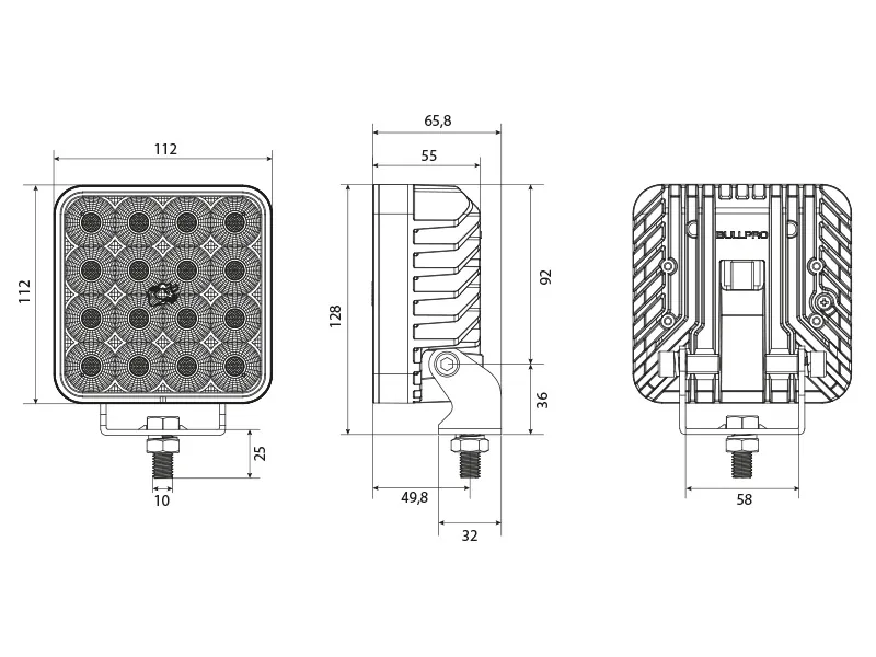 BULLPRO SPECTRUM SQUARE 96 LED Arbetsljus 14400lm 9-32V med Osram LED - Bild 3