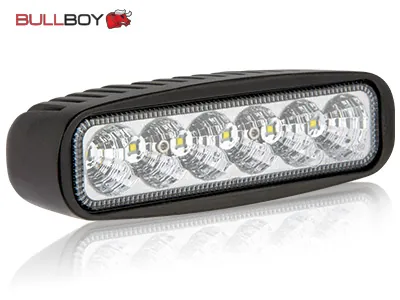 BULLBOY LED Arbetsbelysning 1440lm 9-32V 18W Bred Ljusbild 60° R23-godkänd - Ledextraljus.eu