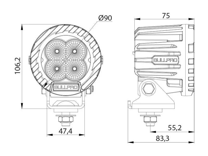 OCEAN VISION LED Arbetsbelysning 2500lm 9-48V 4x9W Osram - Bild 2