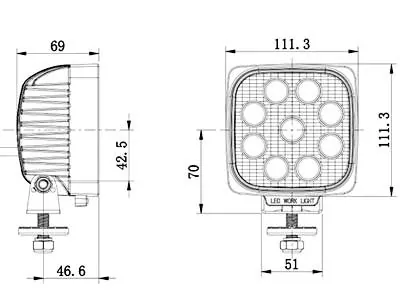 SAE LED Arbetsbelysning 27W 1450lm 9-36V Flodljus - Bild 2