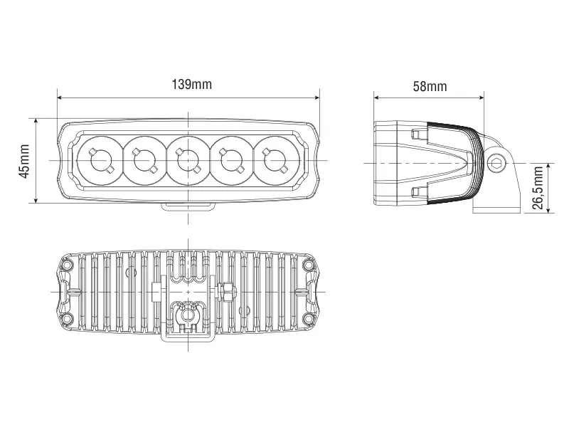 SAE LED Arbetsljus 5x5W Osram 2250lm 9-36V Flood Beam - Bild 2