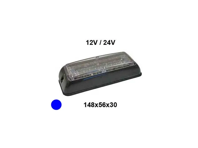 LED-blixtljus blått 12-24V, 9 LED
