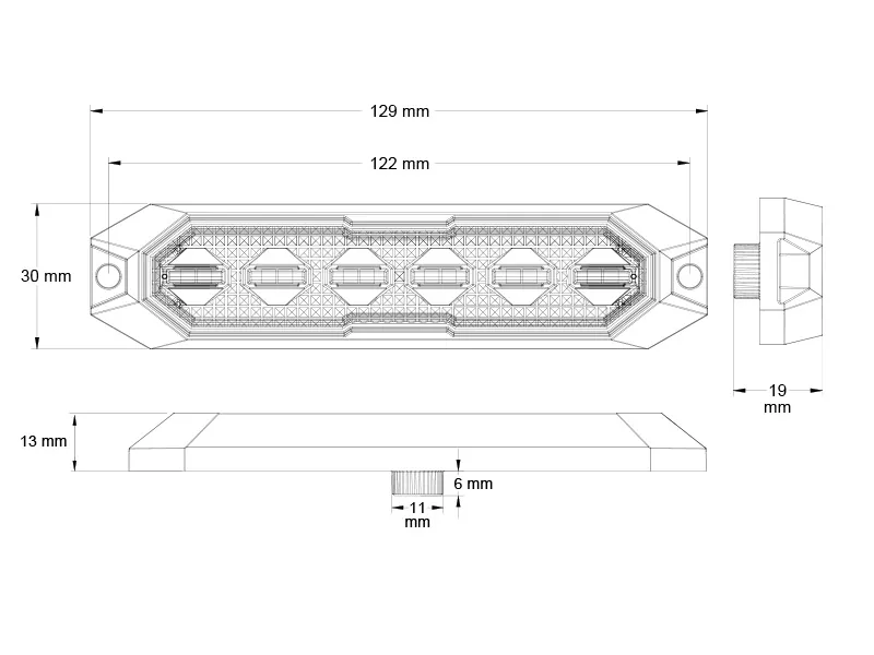 Truck Vision LED Varningsljus 6x3W 12-24V med 15 Blinkmönster - Bild 6