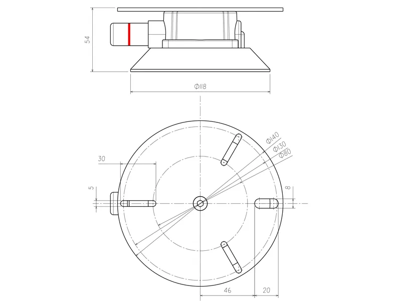 Vakuumhållare för Varningsljus - 3-bultar eller Magnetfäste - ø140mm Metallplatta - Bild 5