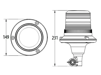 ECCO LED Varningsljus Blixtfyr Bärnstensgul 12-24V med Flexibel Bas - Bild 2