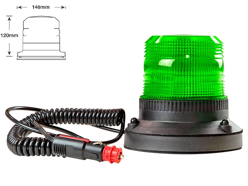 Ecco LED-varningsljus grönt med magnet 12-24V