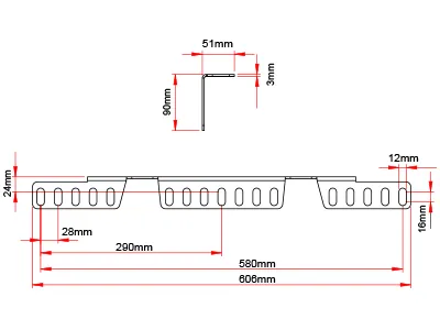 Extraljushållare Bakom Registerskylt - EU-plåt - 606mm - 3mm Svartlackerad HD - Bild 3