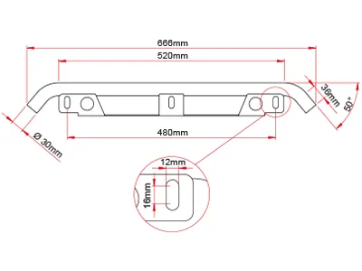 Auxiliary Light Rack - Fäste för Extraljus Bakom Registreringsskylt EU-Mått Aluminium Svart 666mm - Bild 3