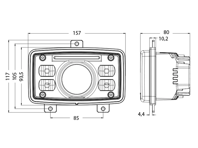 BULLBOY AGRILINE LED Arbetsstrålkastare 9-32V 5600lm med H4-kontakt för Valtra Traktorer - Bild 2