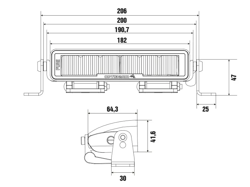 OPTIBEAM PURE 185 LED High Beam - 8900lm, 9-48V, 183mm Extraljus - Bild 8