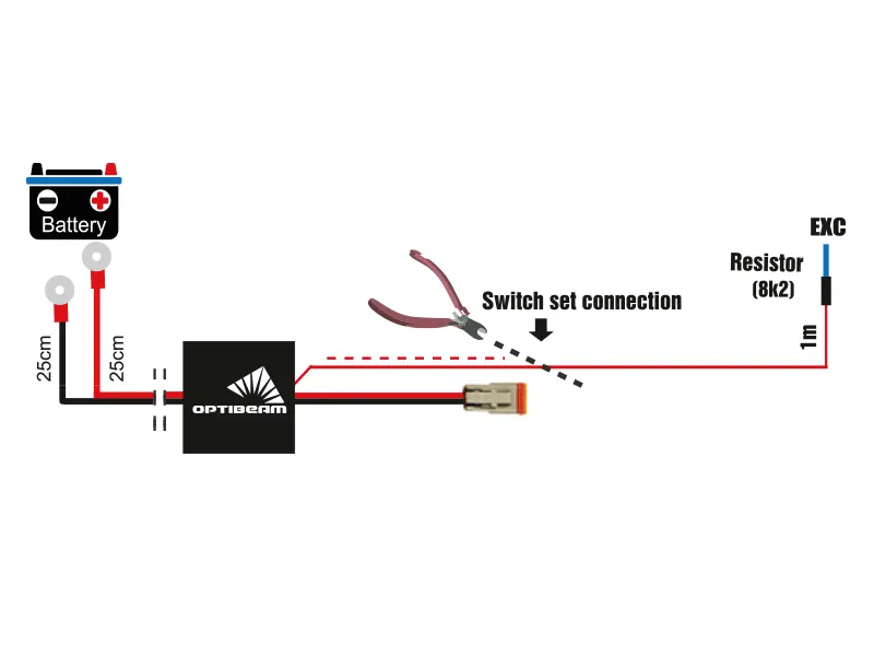 OPTIBEAM Kabelsats DT-kontakt 12/24V 200W/400W för extraljus - Ledextraljus.eu