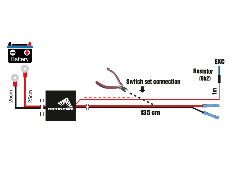 OPTIBEAM Wiring Kit WK040 Universell Kabelsats 12/24V 200/400W - Ledextraljus.eu