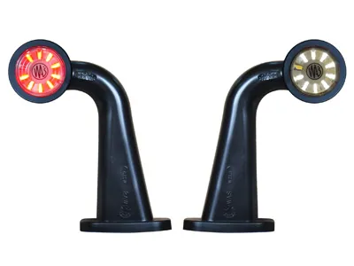 WAS LED Sidomarkeringsljus 10-36V Vit/Röd Gummiarm Höger 90° E-godkänd - Ledextraljus.eu