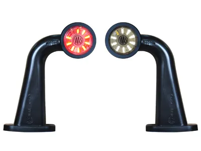 WAS LED Sidomarkeringsljus Vit/Röd 10-36V med Gummiarm Vänster - Ledextraljus.eu