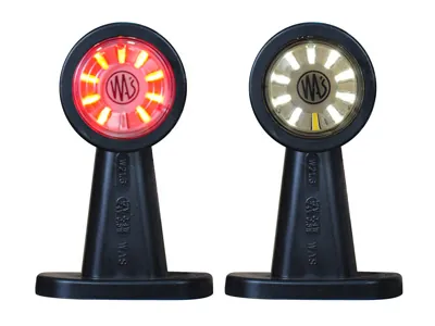 WAS LED Sidomarkeringsljus 10-36V med gummiarm vit/röd E-godkänd - Ledextraljus.eu