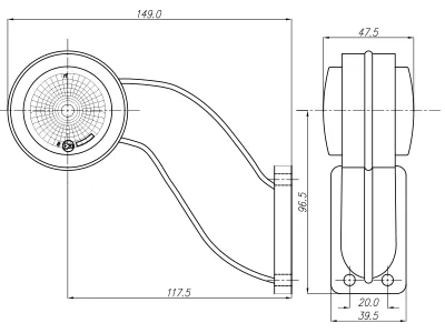 WAS LED Sidomarkeringsljus 12-24V Vänster Vit/Röd med Gummiarm ECE-godkänt - Bild 2