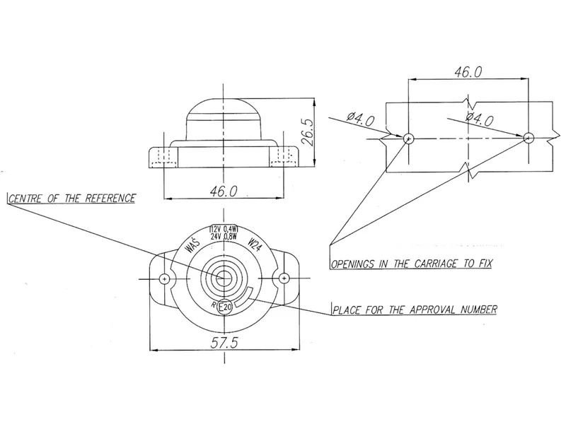 WAS LED Sidomarkeringsljus 12-24V ø57.5mm Klar Lins - Bild 4