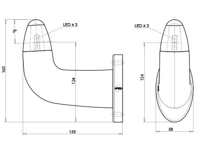 WAS LED Sidomarkeringsljus Viking 12-24V Vit/Röd/Orange med Gummiarm - Bild 3