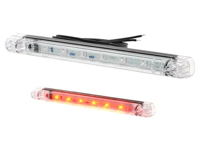 LED-Bromsljus 12-24V 237mm Ytmontage ECE-Godkänt Klart Glas - Ledextraljus.eu