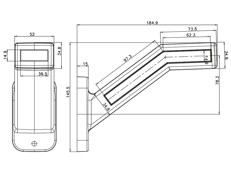 WAS LED Sidomarkeringsljus med Dynamisk Blinkers 12-24V Vänster - Bild 2