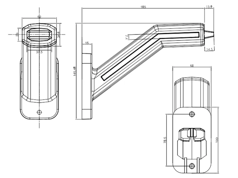 Was LED Sidomarkeringsljus 12/24V Höger Fram/Bak - Mörk Lins - Bild 2