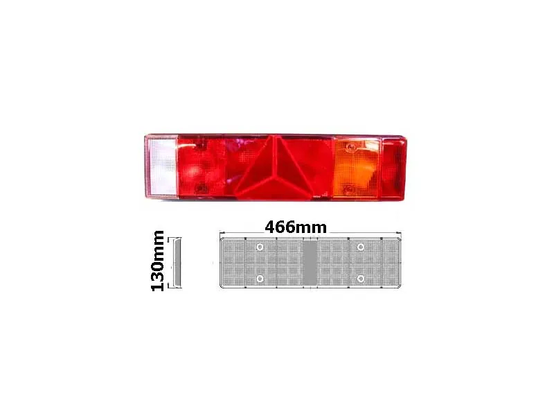 Reservglas till baklykta 7 funktioner höger 466 x 130 mm