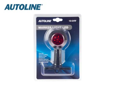 AUTOLINE LED Sidomarkeringsljus 12-24V med Gummiarm Vit/Röd E-godkänd - Bild 2