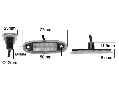 LED Sidomarkeringsljus Vit 10-30V Infällningsmontering E-godkänt - Bild 2