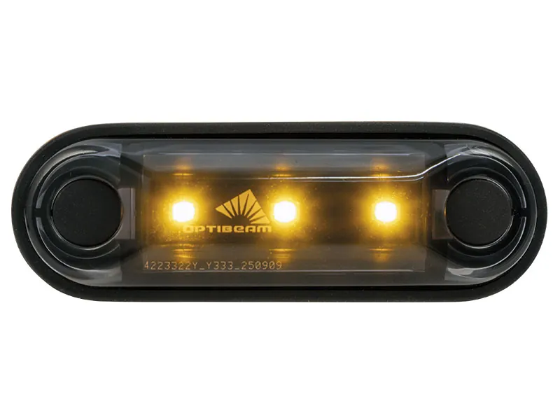 Optibeam Dark Phantom LED-positionsljus gul 85,4 x 28,1 mm, 0,5 m ADR-kabel - Ledextraljus.eu
