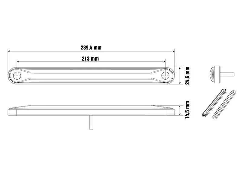 Optibeam Dark Phantom LED-positionsljus vit 239,4 x 24,6 mm, 0,5 m ADR-kabel - Bild 3