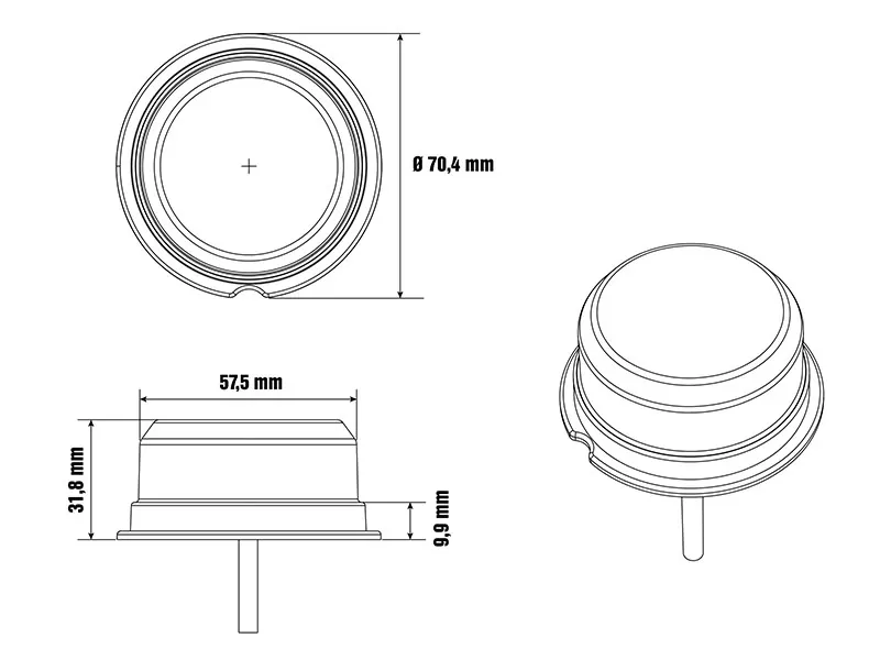 Optibeam Dark Phantom LED-positionsljus vit ø 70 mm, 5 m ADR-kabel - Bild 3
