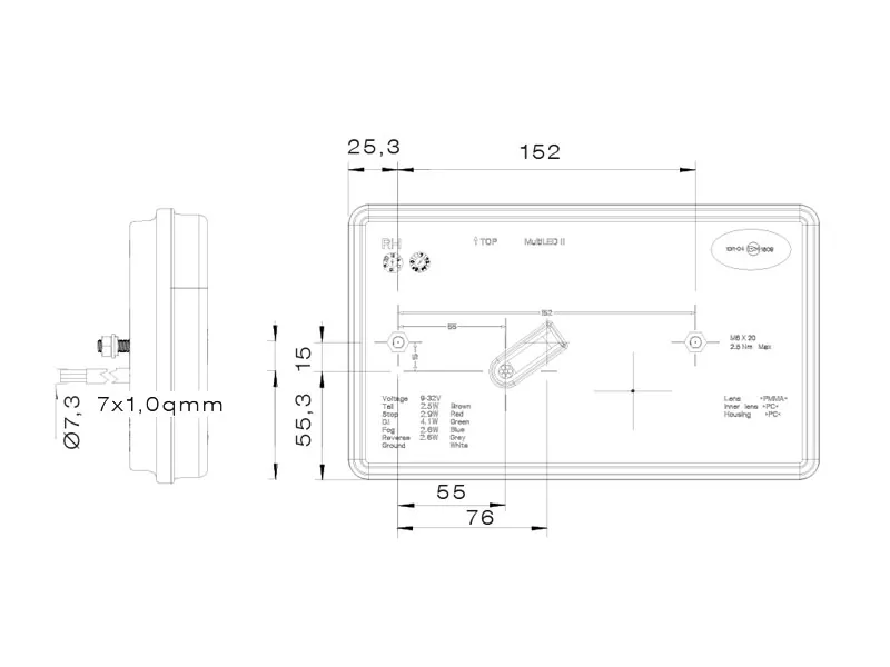 Aspöck LED Bakljus Släpvagn Höger 9-32V med Dimljus och Triangelreflex - Bild 3