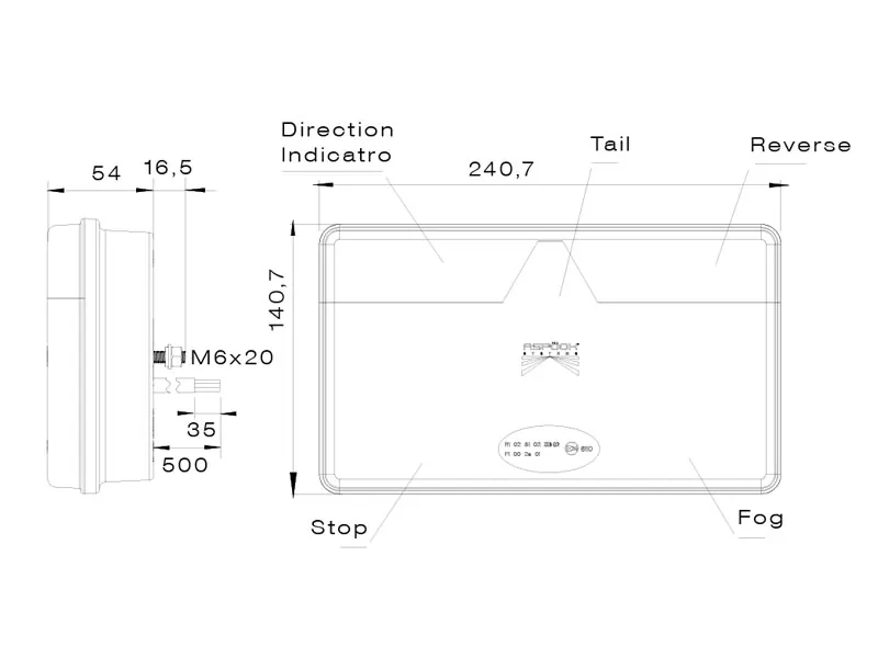 Aspöck LED Bakljus Släpvagn Vänster 9-32V Multifunktion 240x140mm - Bild 2
