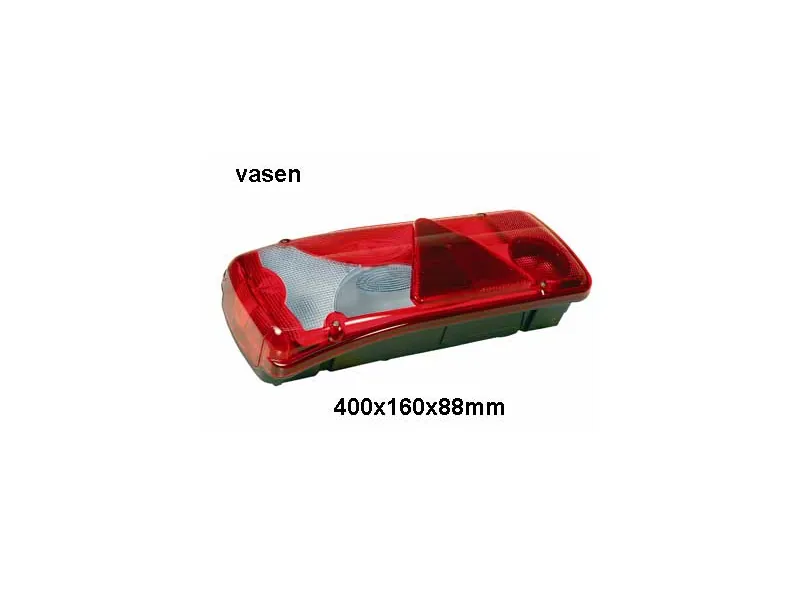 Baklykta 7 funktioner vänster med blått glas 400 x 160 mm - Ledextraljus.eu