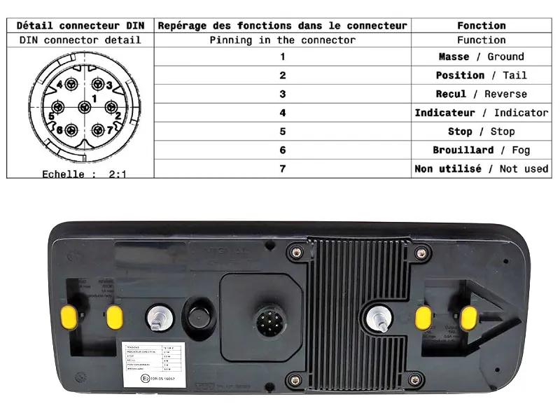 Vignal LED Baklampa 24V med Dynamisk Blinkers - 350x130mm - Bild 3