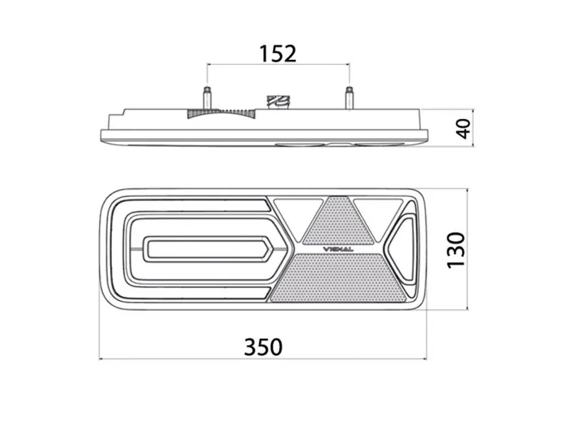 Vignal LED Baklampa 24V med Dynamisk Blinkers - 350x130mm - Bild 2