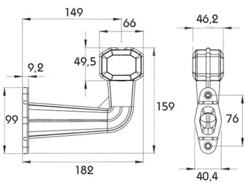 PROPLAST LED Sidomarkeringsljus 24V Vit/Röd med Gummiarm - ADR-Godkänd - Bild 2