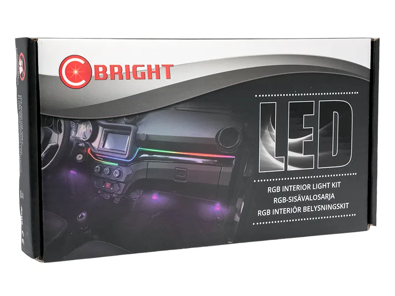 LED RGB Innerbelysning Set - USB-Styrd med Fjärrkontroll och App - 4 Fotbrunnslampor + 110cm Ljuslist - Bild 6